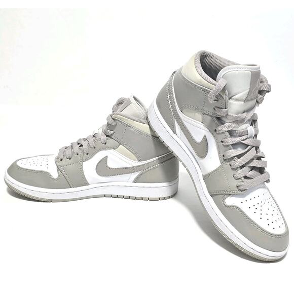 Nike Air Jordan 1 Mid Linen College Grey Light Bone Shoes 554724-082 Men's 7 - Picture 1 of 6